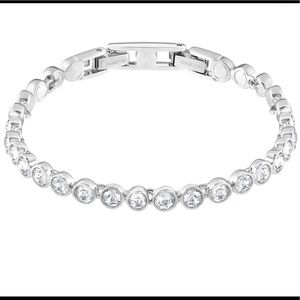 Swarovski Tennis bracelet, Round cut, White, Rhodium plated